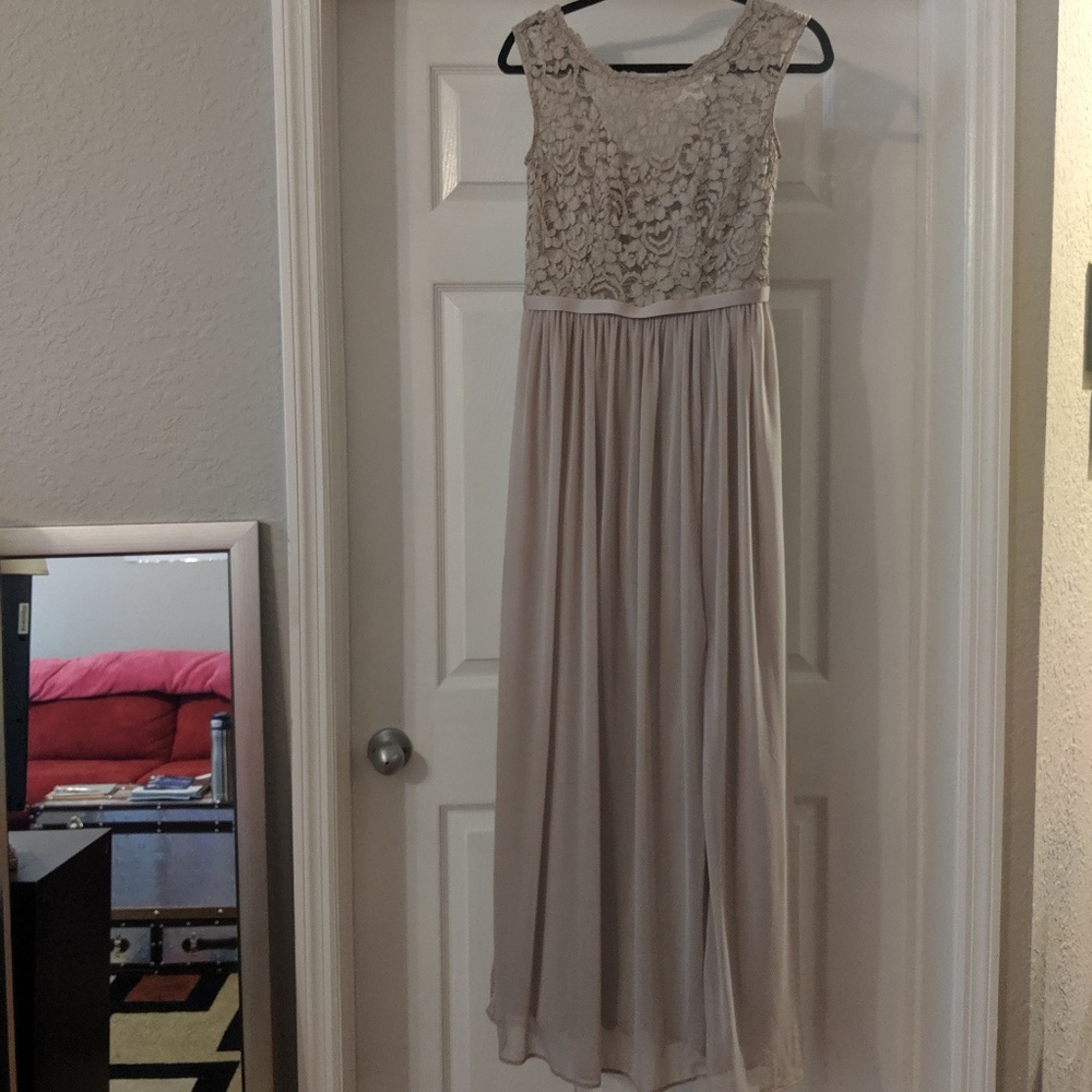 Lace bodice bridesmaid dress